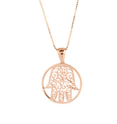 Filigree Hamsa Hand of Fatima Rose Gold Colour 925 Sterling Silver Necklace